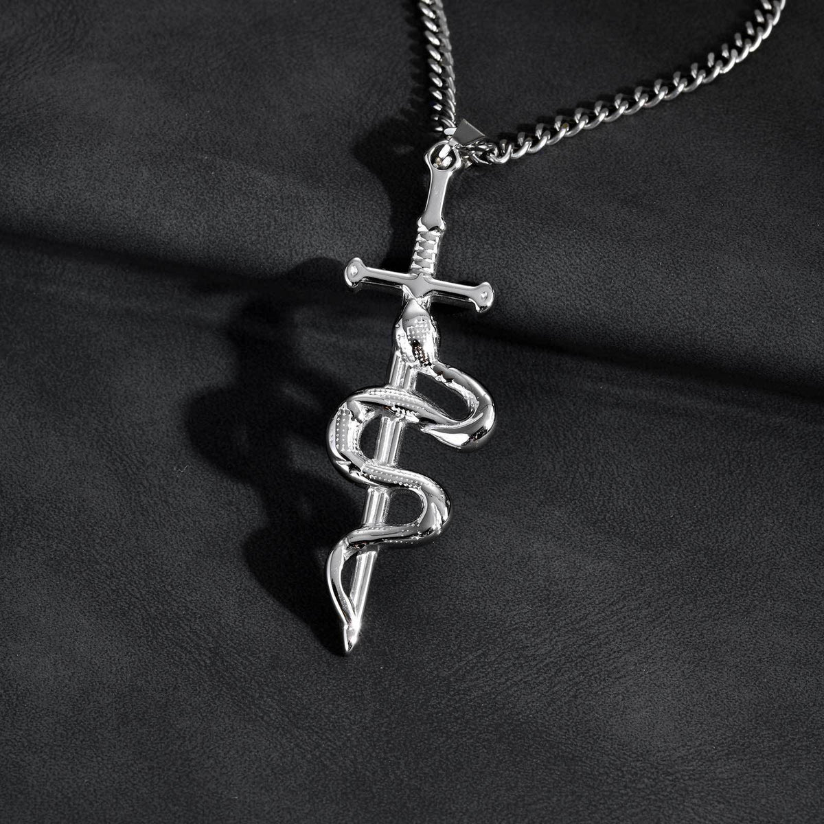 Cross & Snake Pendant — With or Without Chain