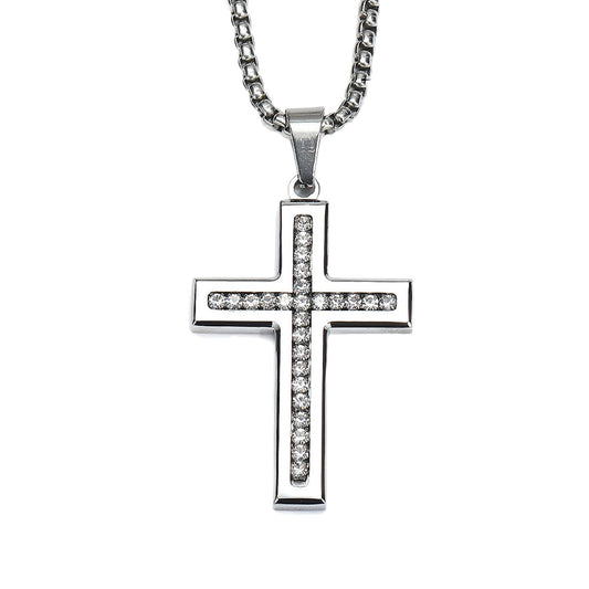 Planderful Zircon Cross Necklace For Women Elegant Glossy Collarbone Chain Versatile Everyday Genie Jewelry