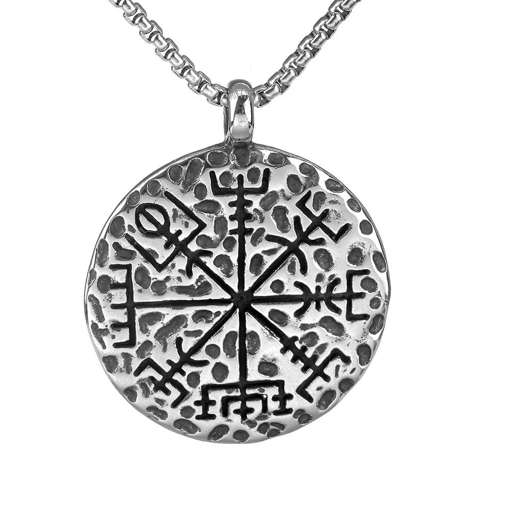 European And American Retro Stainless Steel Men's Pendant Personalized Viking Compass Necklace