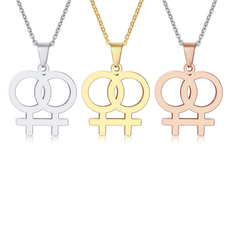 Double Venus Symbol Pendant — Chain Optional