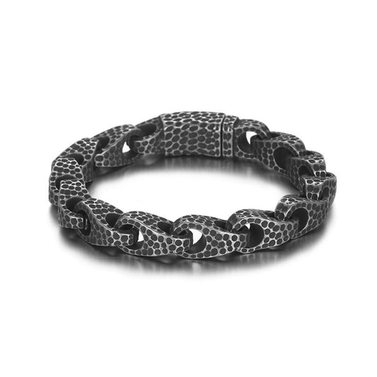 Geometric Spot Knock Pattern 18K Gold-Plated Titanium Steel Bracelet for Men