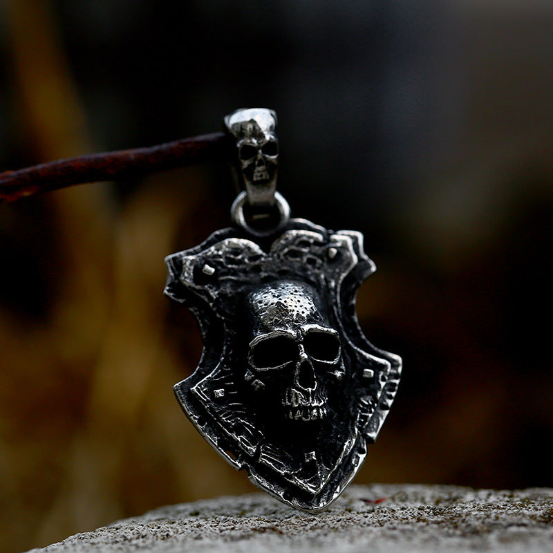 Titanium Steel Punk Skull Pendant with Retro Stainless Steel Design for Men