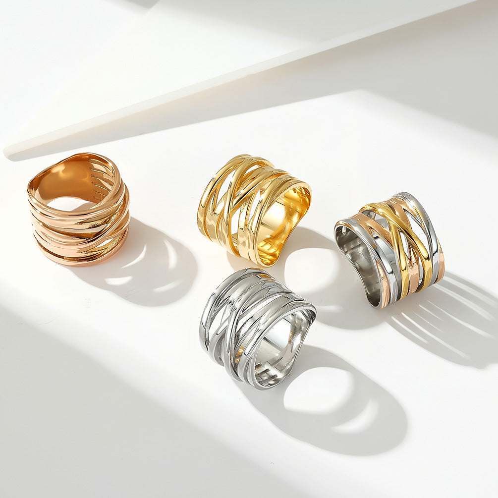 Amazon Three-Dimensional Weaving Stainless Steel Ring Women