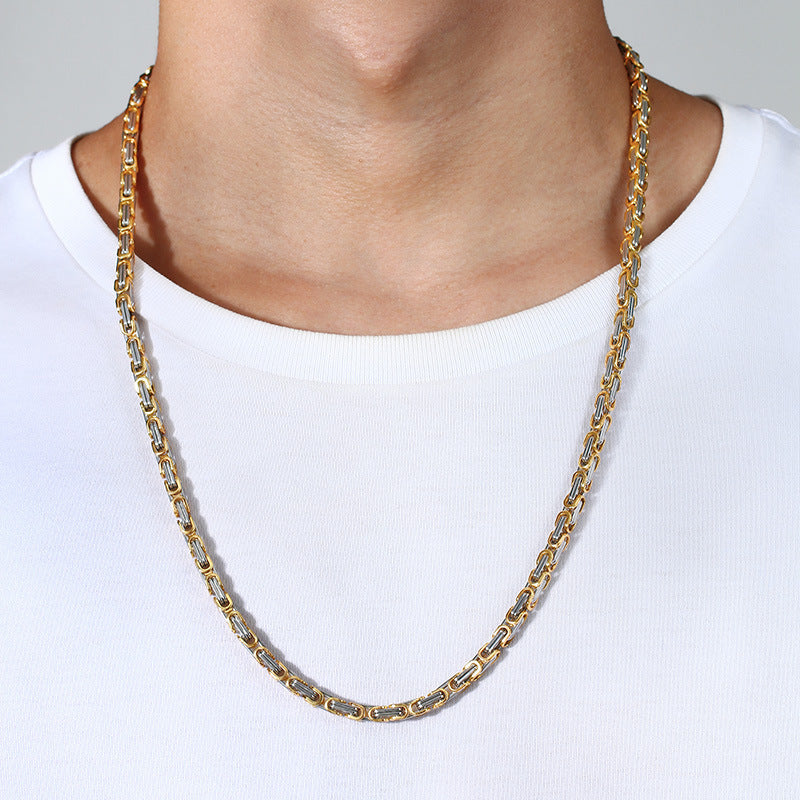 European And American 4MM Byzantine Men's Thick Chain Necklace