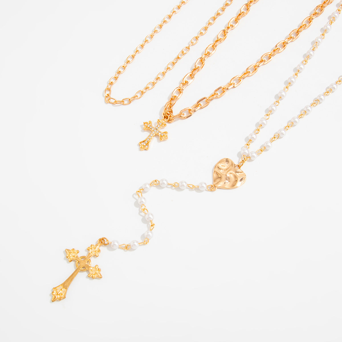 Punk Cross & Heart Chain Necklace