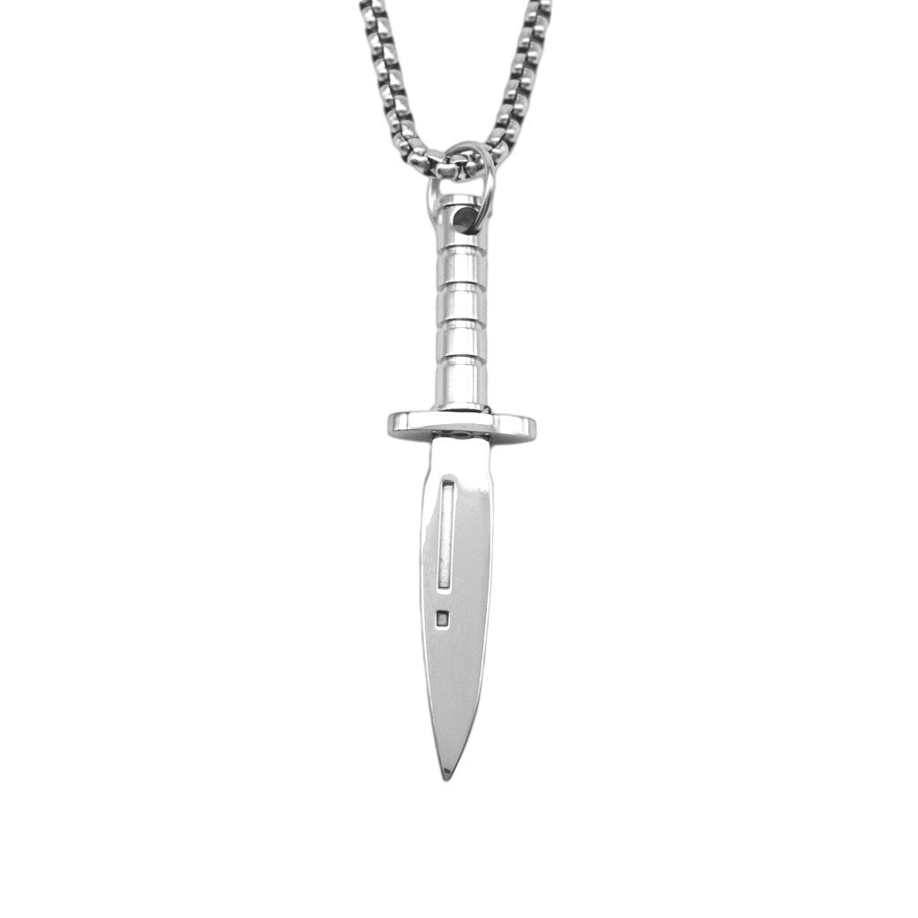 Planderful Dagger Pendant Necklace Stainless Steel Personalized For Men Edgy Punk Retro Jewelry