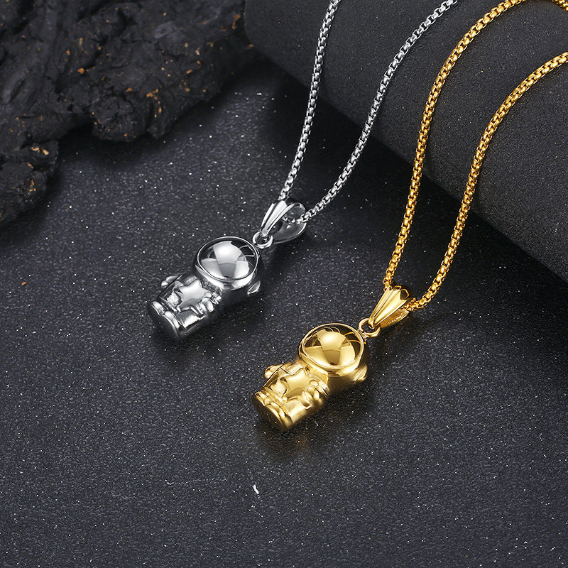 Hip-Hop Style Cartoon Astronaut Pendant for Men - Cute Vacuum Plated Titanium Steel Design