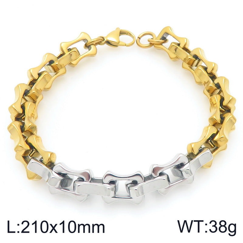 Diy – Two-Color Layered Chain Bamboo Chain Titanium Steel Men's Bracelet
