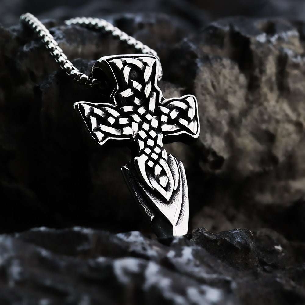 European And American Retro Stainless Steel Viking Shield Necklace