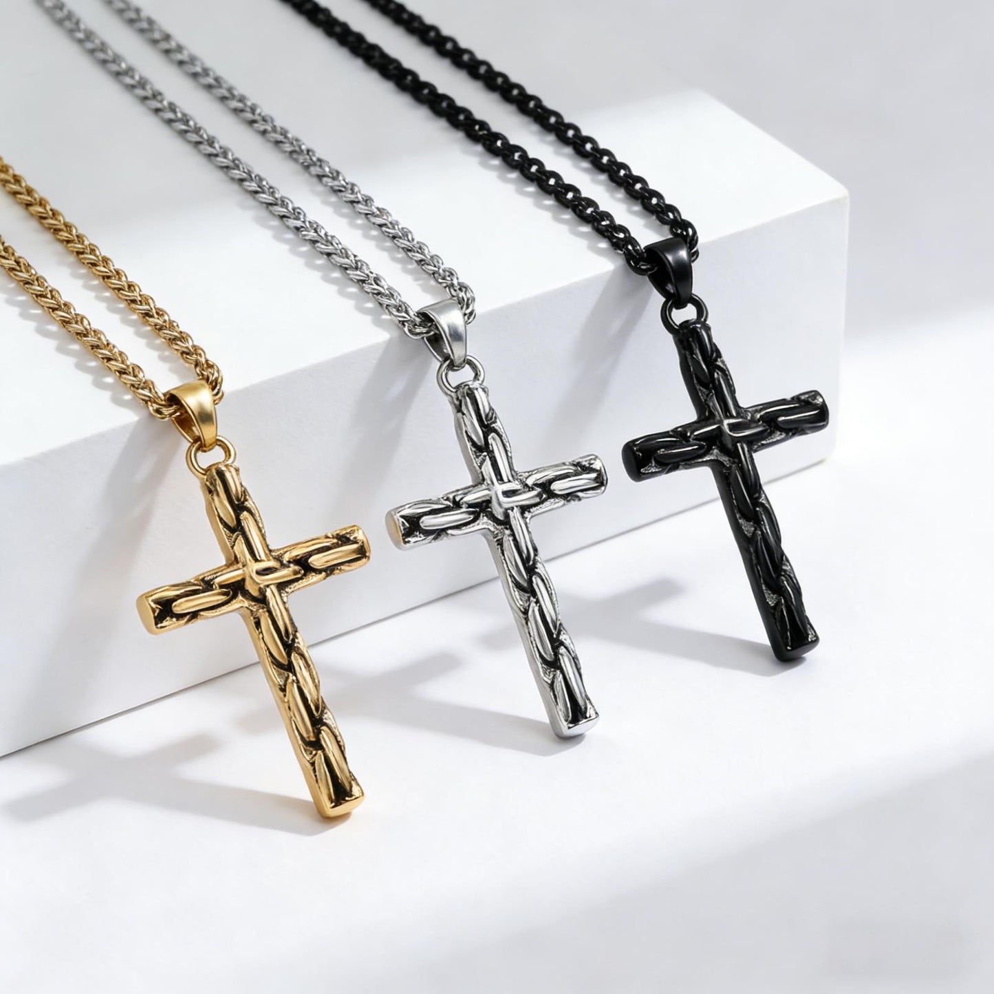 Planderful Everyday Genie Men's Cross Titanium Steel Pendant Necklace For Streetwear