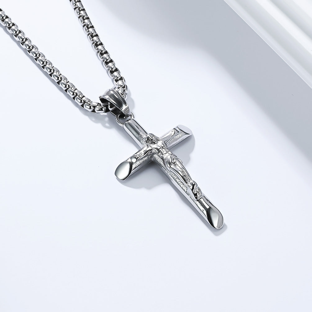 Planderful Titanium Steel Cross Necklace For Men Personalized Hip Hop Pendant Everyday Genie