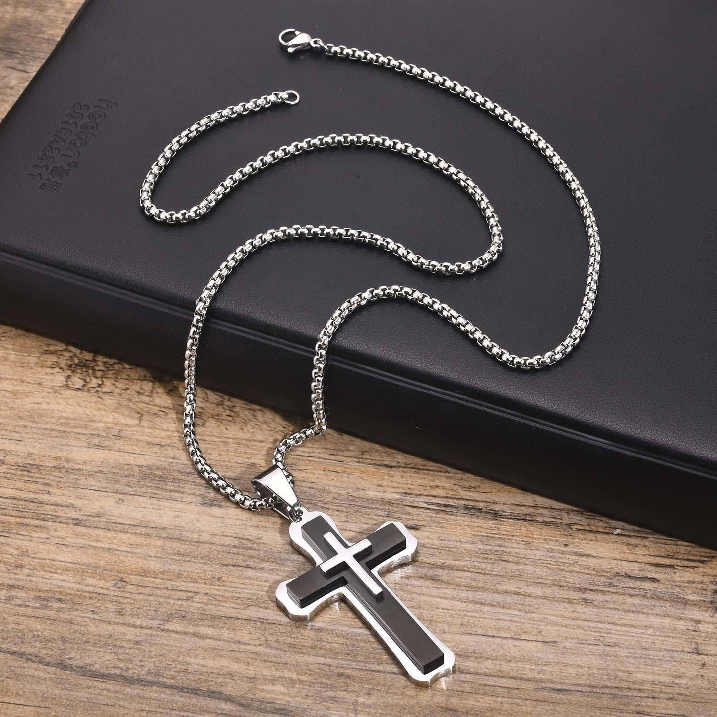 Necklaces Men's Triple Cross Pendant Necklace Stainless Steel Jewelry Wholesale
