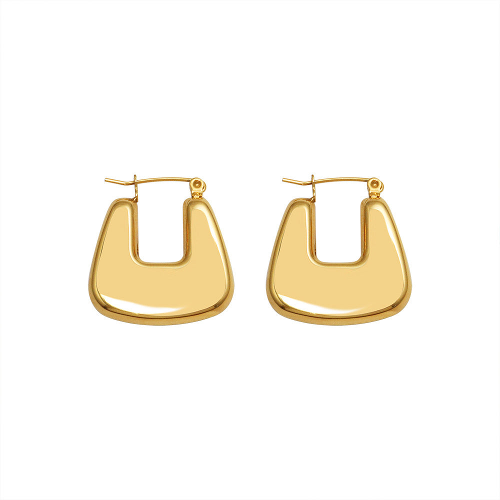 European Chic 18k Gold Plated U-Shaped Earrings for Women