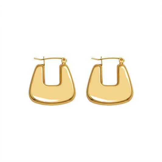 European Chic 18k Gold Plated U-Shaped Earrings for Women