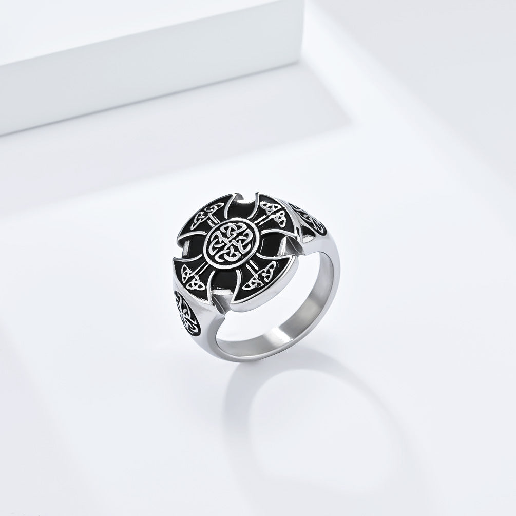 Nordic Viking Eternal Triangular Knot Titanium Steel Ring