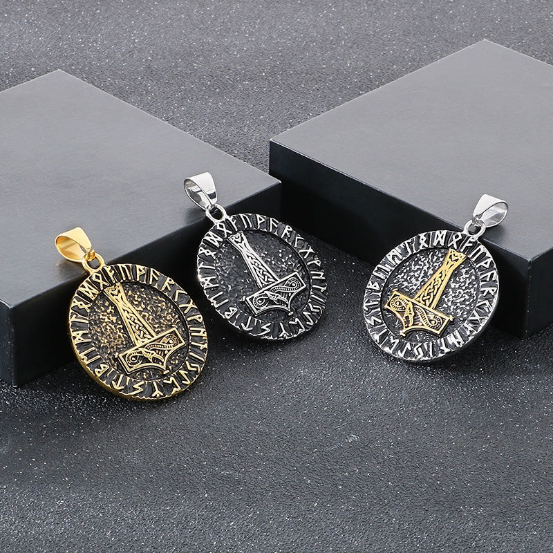 Planderful Thor Hammer Pendant Men Double Sided Stainless