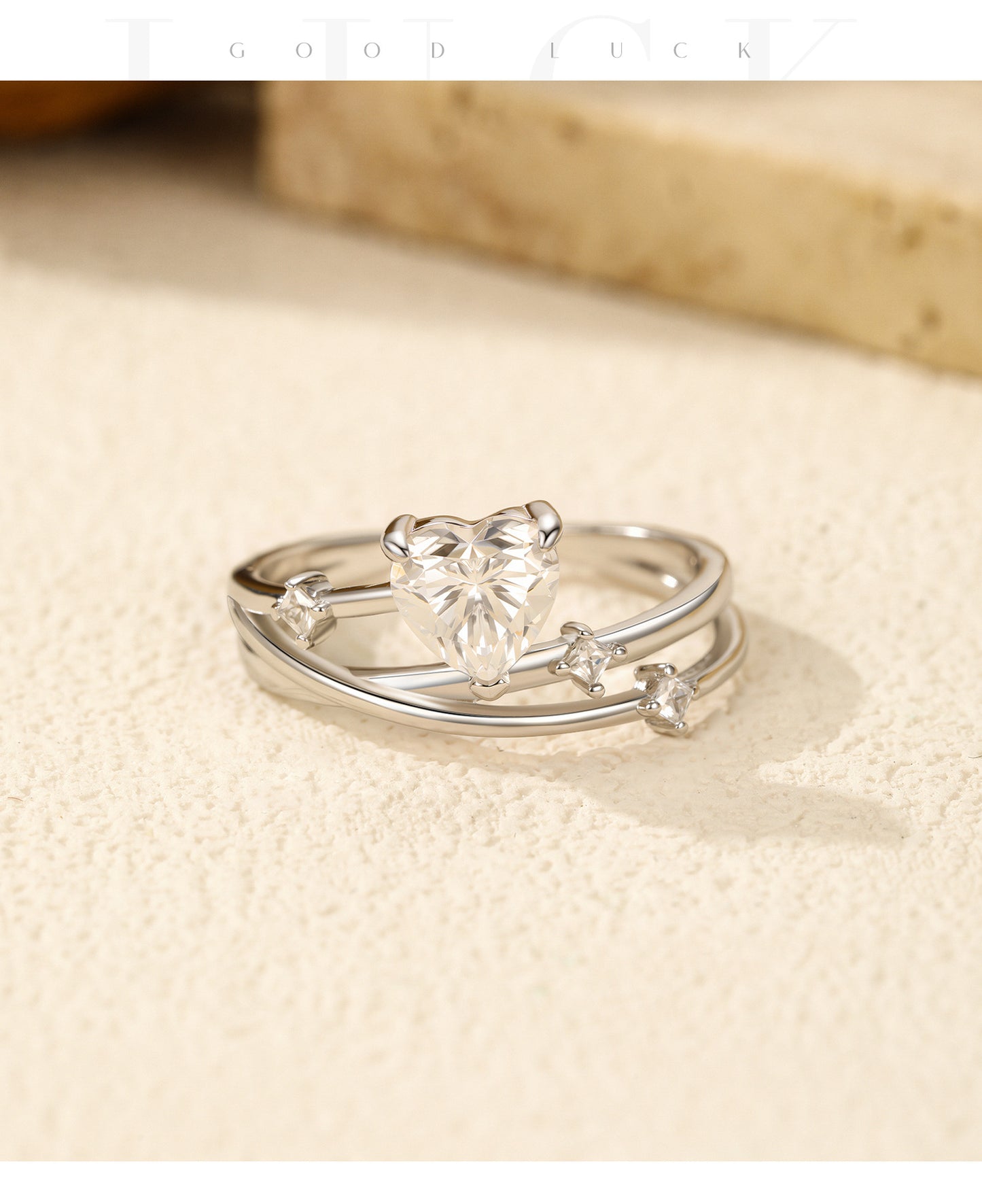 Planderful Moissanite Sparkling Cross Line Love Ring – Elegant Original Design