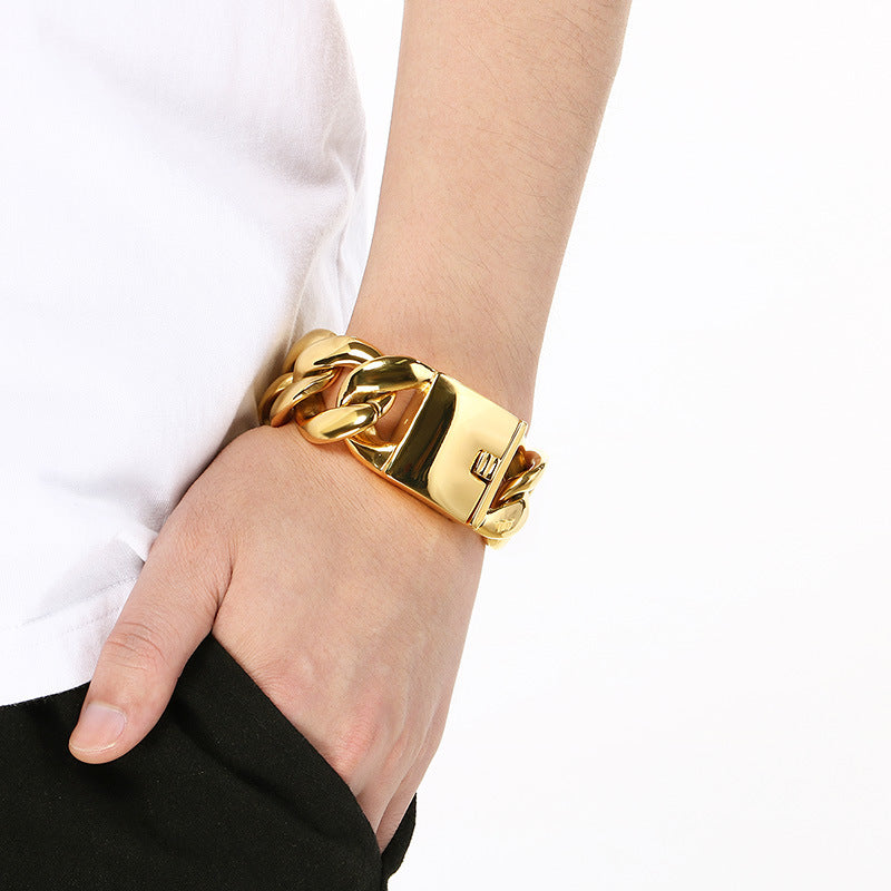Wide – Hip-Hop Vacuum Plated 25/30mm Cuban Chain Titanium Steel Bracelet