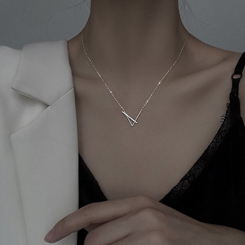 New Sterling Silver Geometric Necklace for Women's Light Luxury Gift