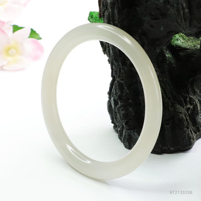 Smoke-Purple Hetian Jade Round Bangle