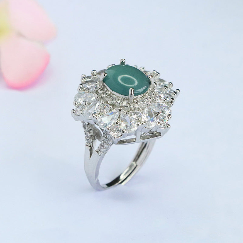 Blue-Water Jadeite Sculpted Glow Ring