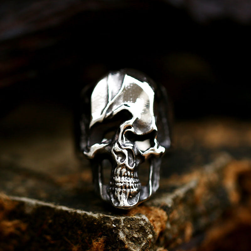Punk Skull Titanium Steel Ring for Men - Twisted Soul Retro Design in Wholesale Sizes 7-13