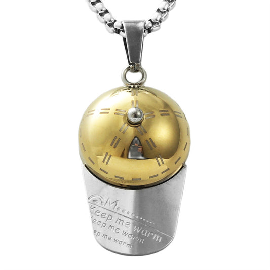 Trendy Men's Retro Hat Pendant Necklace in Titanium Steel