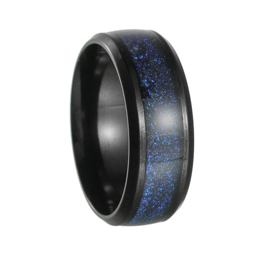 Planderful Collection Everyday Genie Stainless Steel Ring 8mm Blue Starry Sky Unisex