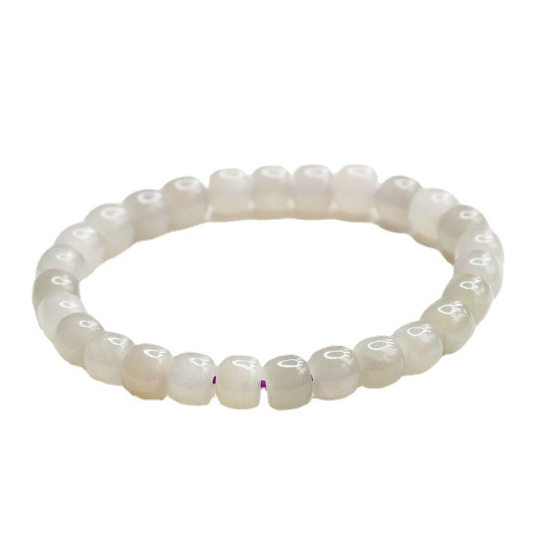 Smoke Purple Hetian Jade Barrel Bead Bracelet