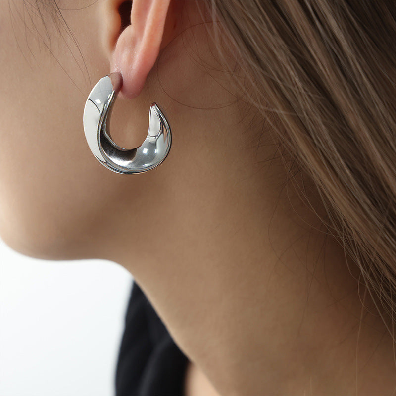 Unique South Korean Geometric Titanium Steel Earrings for Women