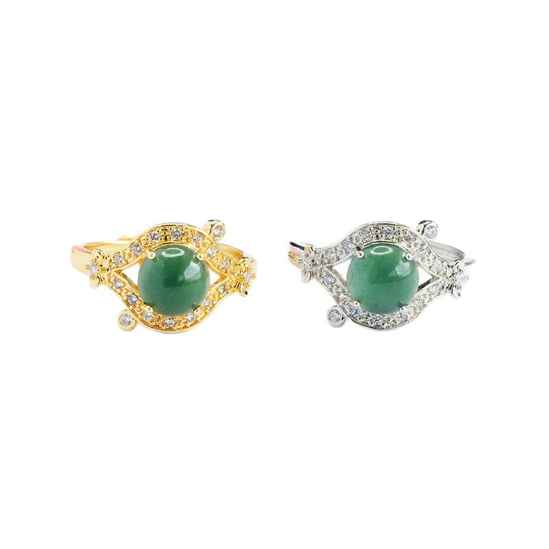 Blue Water Jadeite Dewdrop Ring