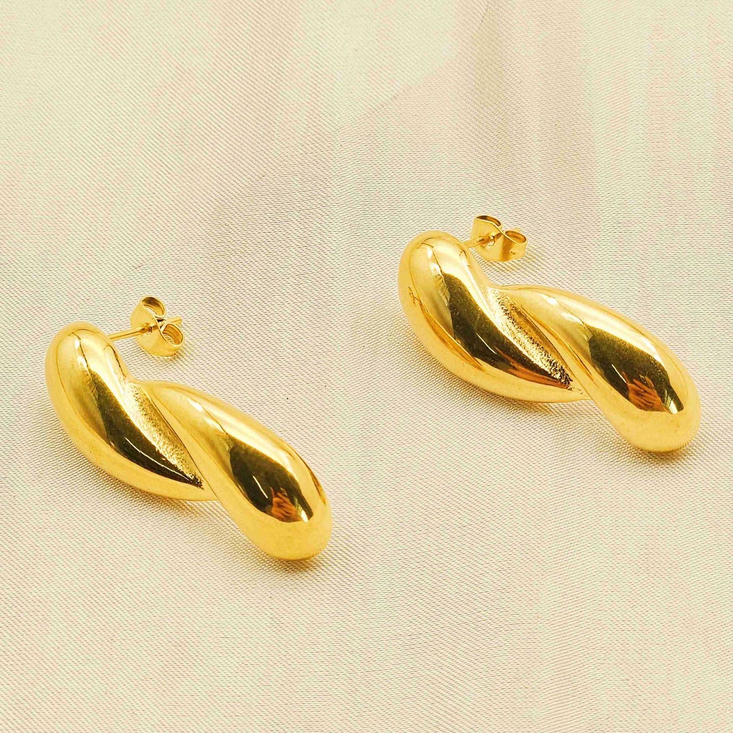 Planderful Statement Geometric Earrings Irregular Cross Stainless Steel Gold Plated For Trendsetting Women