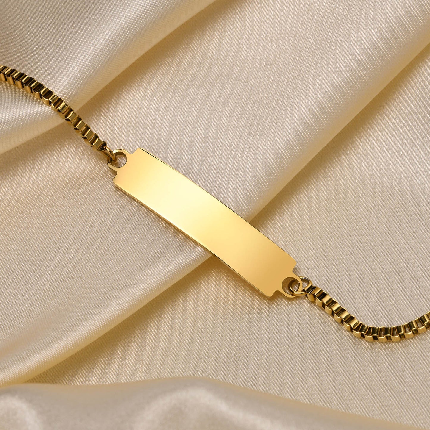 Personalized Simple Stainless Steel Curved Box Chain Bracelet