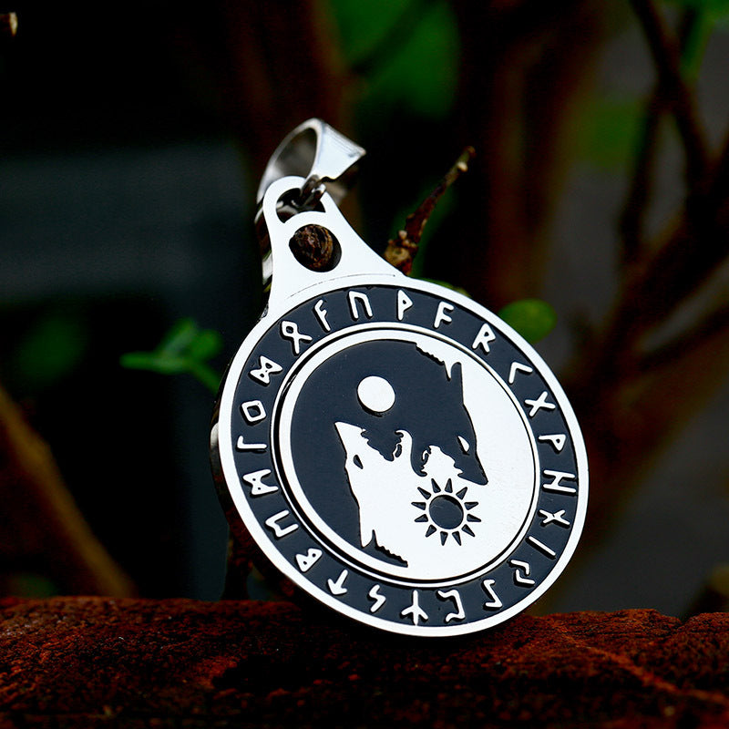Nordic Viking Rune Letter Stainless Steel Rotating Pendant for Men - Wholesale Titanium Steel Jewelry