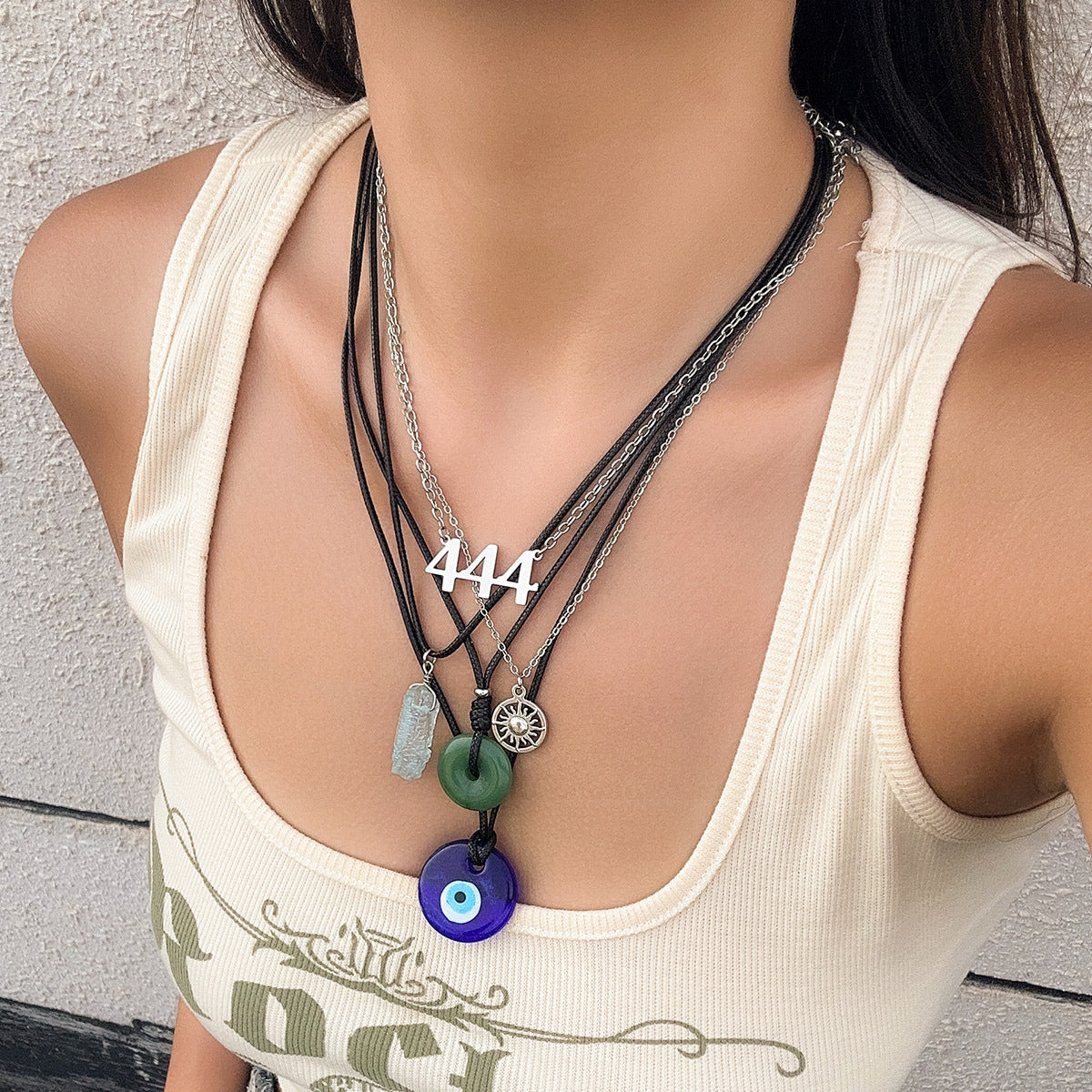 Vintage Devil's Eye and Turquoise Pendant Necklace