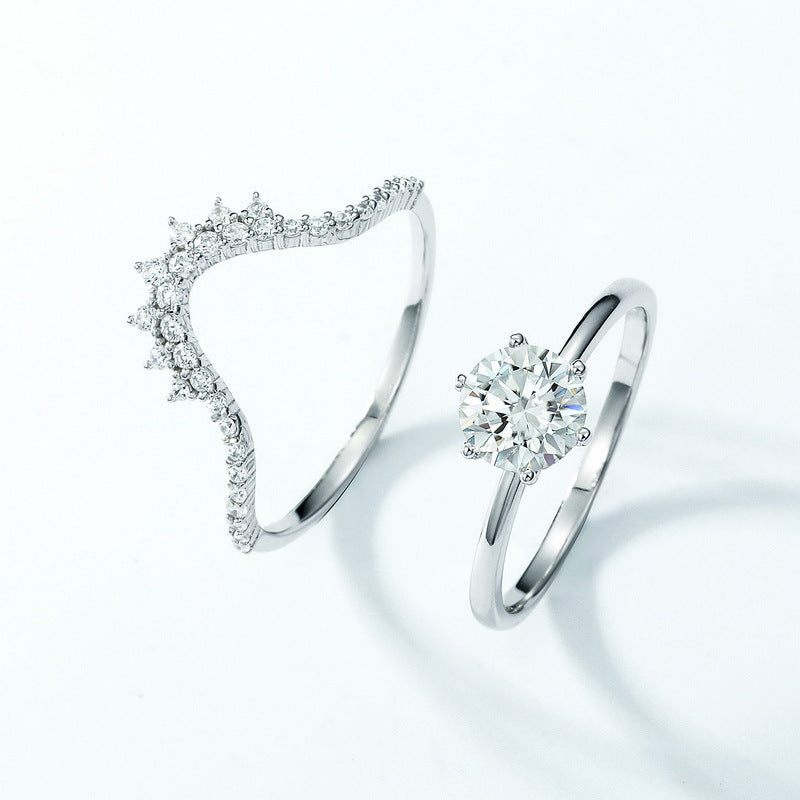 Planderful Stackable Moissanite Sterling Silver Ring – 6.5 × 6.5 mm, 1 ct – Style 6