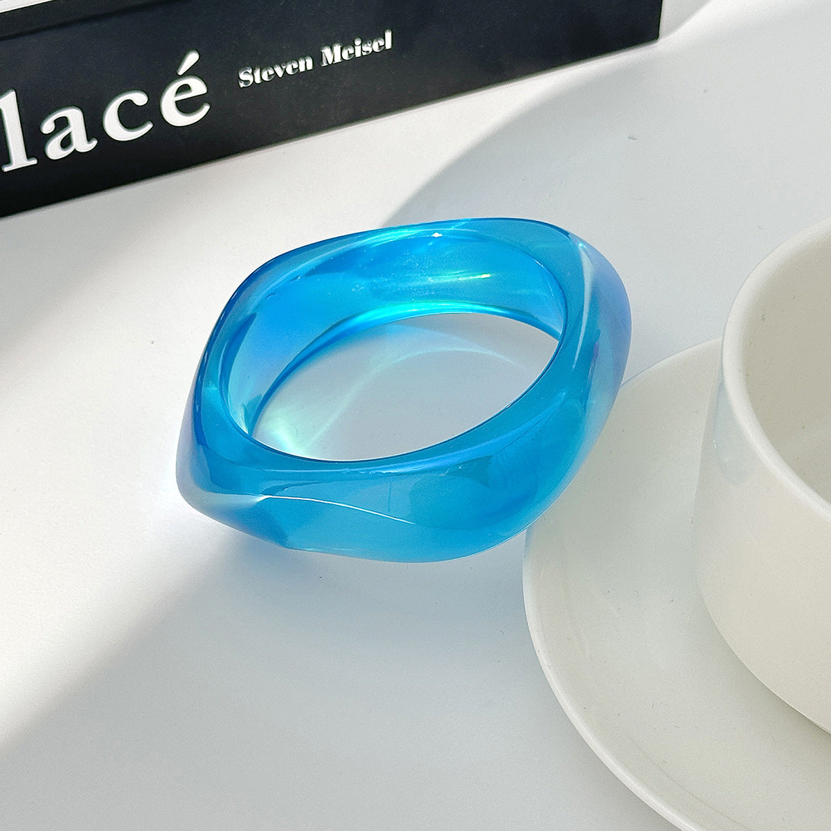 Planderful Geometric Resin Bracelet For Women Multilateral Pearlescent Finish Vienna Verve Collection Jewelry