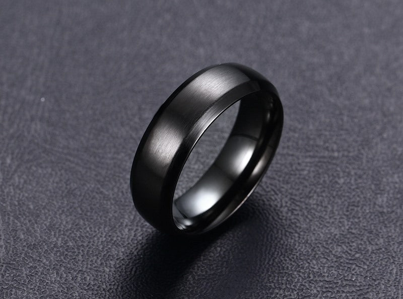 Glossy Ring 6mm Blue Gold Black Titanium Steel Ring Wholesale