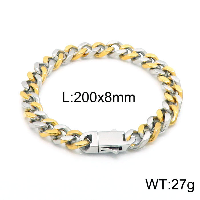 Titanium Steel Cuban Chain Men's Bracelet Polished Four-Sided Grinding Hand Available