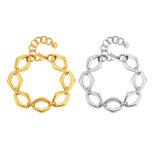 Women's – Stainless Steel All-Light Hollow Geometric Rhombus Bracelet