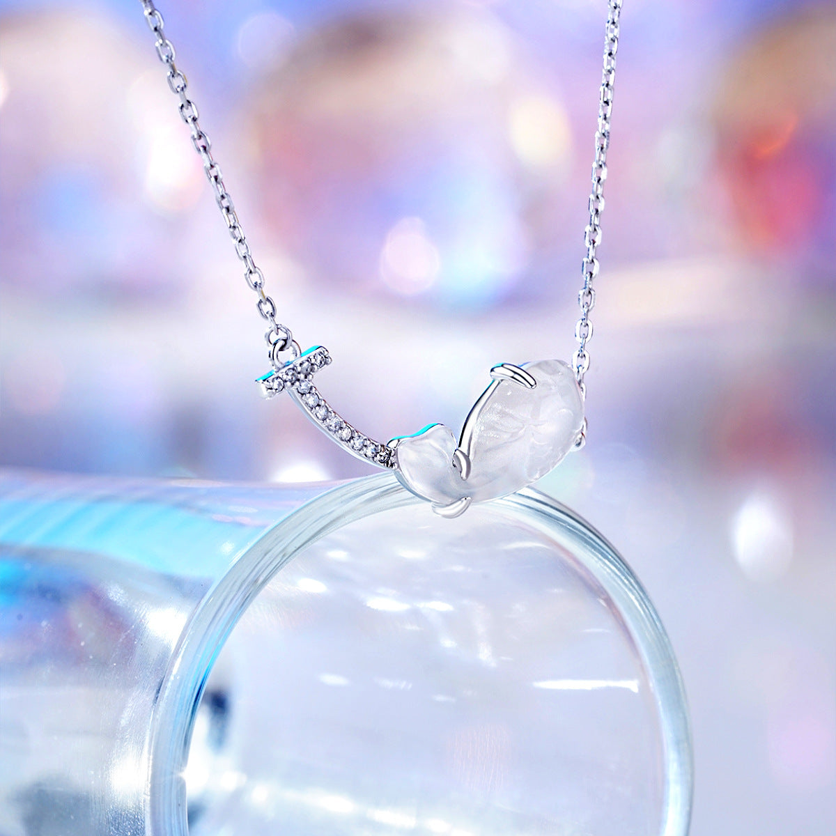 Original Chalcedony Koi S925 Sterling Silver Necklace Elegant