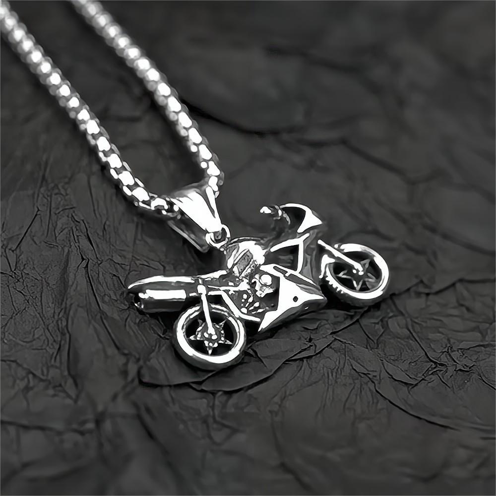 European And American Jewelry Wholesale Titanium Steel Men's Pendant Necklace Retro Hip-Hop Motorcycle Tag