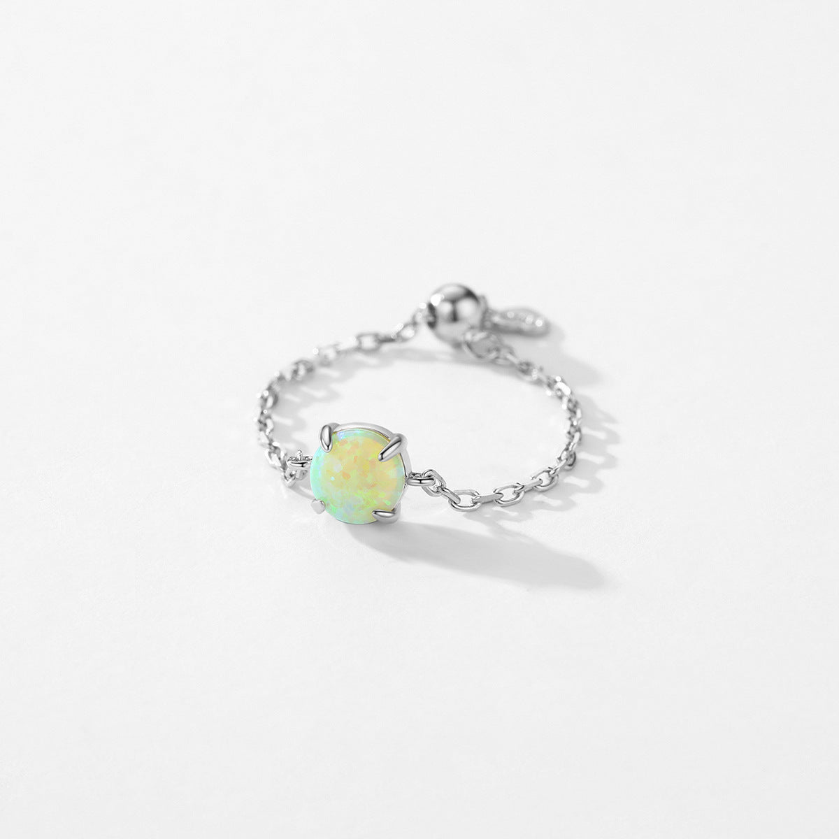 Opal Sterling Silver Adjustable Ring with Niche Design