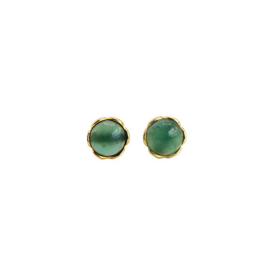 Blue-Water Jadeite Bud 925 Silver Stud Earrings