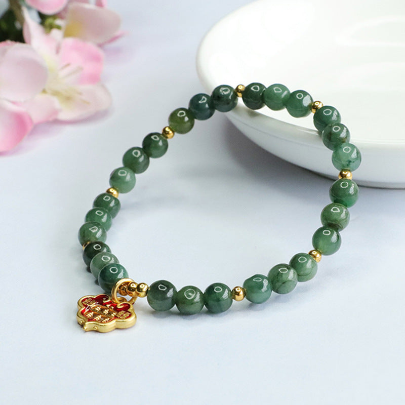 Jadeite Ruyi & Round Bead Style 3 Bracelet