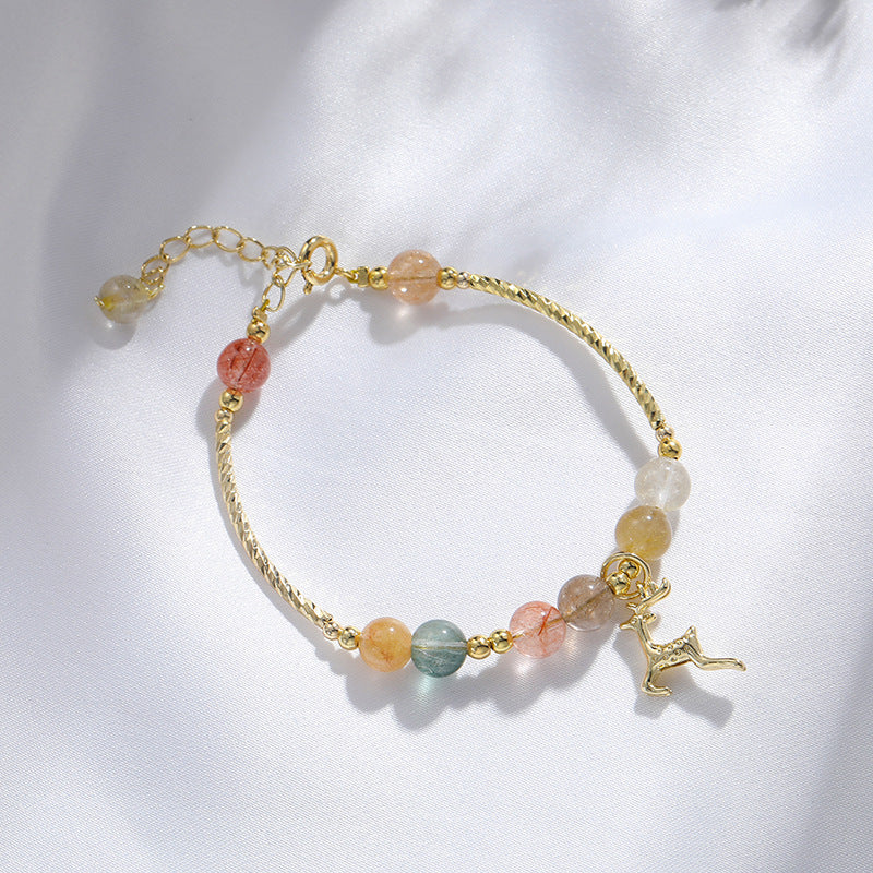 Enchanting Forest Charm Crystal Bracelet with Sterling Silver Accents