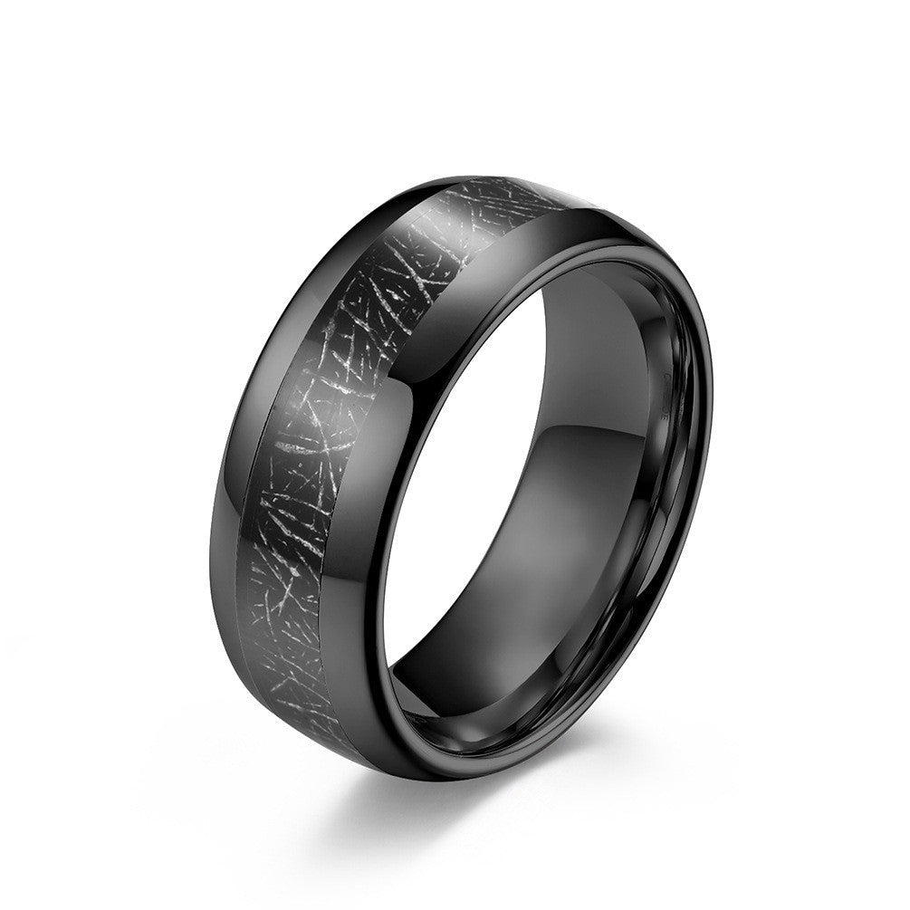 Amazon 468mm Tungsten Steel Inlaid Black Silk Ring Couples