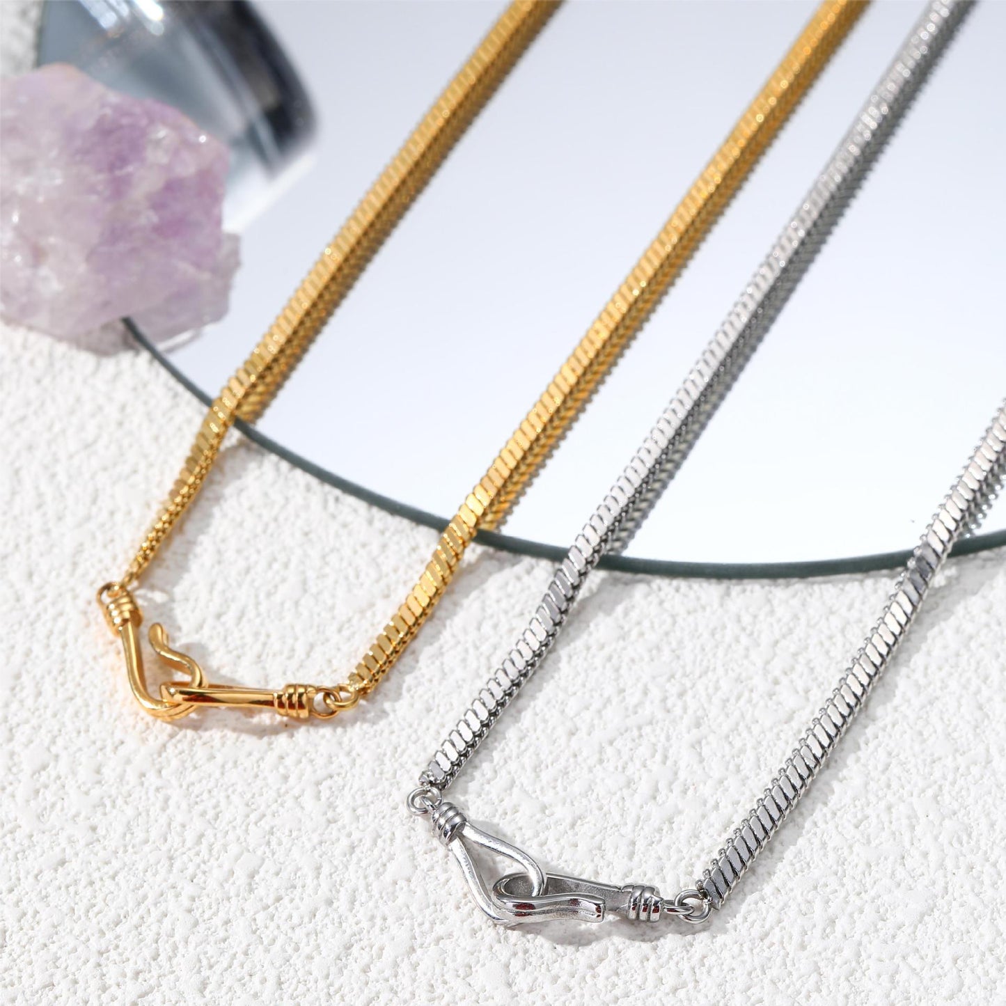 Planderful Jewelry Snake Bone Steel Necklace Collarbone Glam