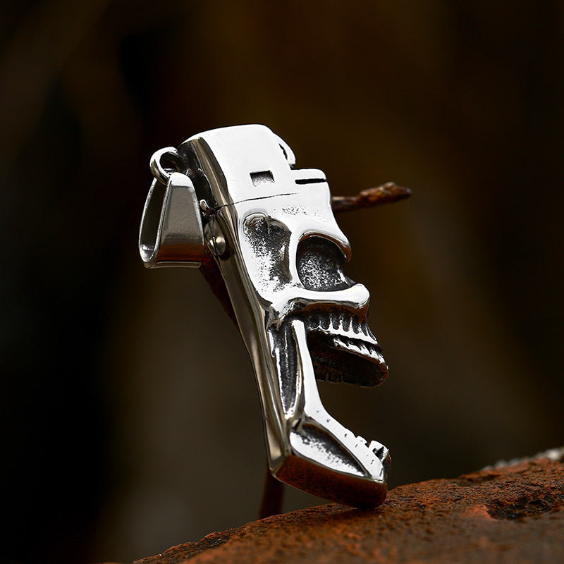 Punk-Inspired Hip Hop Titanium Steel Skull Pendant: Retro Lighter Bottle Opener for Men