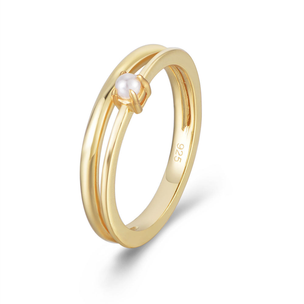 Light Jewelry Double-Layer Pearl Ring S925 Silver Jewelry Exquisite Cold Wind Index Finger